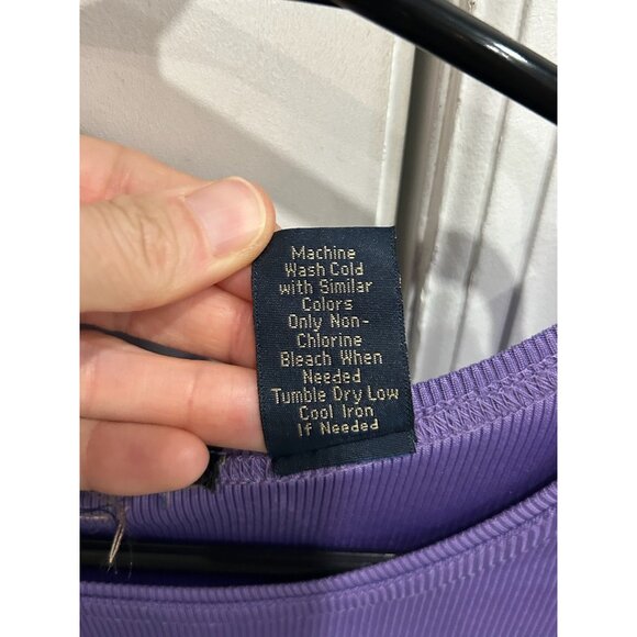 Ribbed Short Sleeve Top Purple Sz Large Stretch Polyester Blend Casual Basic - Picture 7 of 9